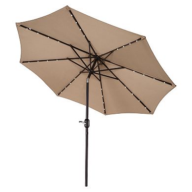 Villacera 9-ft Auto Tilt Outdoor Patio Umbrella with 32-LED Solar Lights