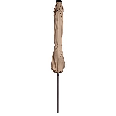 Villacera 9-ft Auto Tilt Outdoor Patio Umbrella with 32-LED Solar Lights