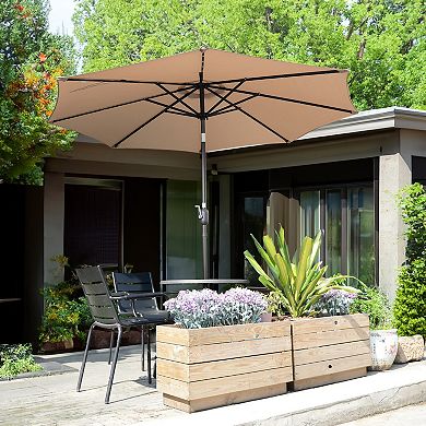 Villacera 9-ft Auto Tilt Outdoor Patio Umbrella with 32-LED Solar Lights
