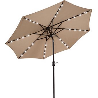 Villacera 9-ft Auto Tilt Outdoor Patio Umbrella with 32-LED Solar Lights