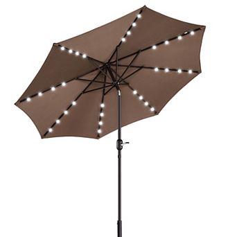 Villacera 9-ft Auto Tilt Outdoor Patio Umbrella with 32-LED Solar Lights