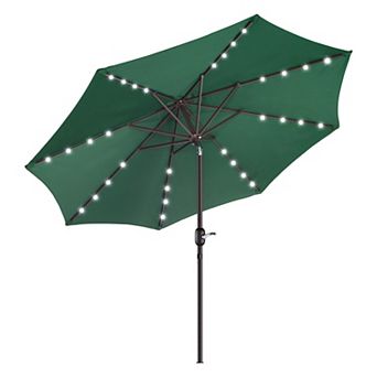 Villacera 9-ft Auto Tilt Outdoor Patio Umbrella with 32-LED Solar Lights