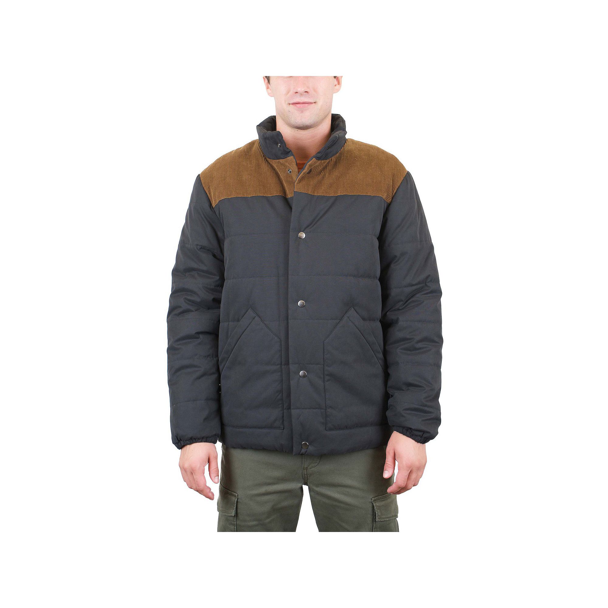 Mens Mountain and Isles Quilted Puffer Jacket, Size: Small, Black