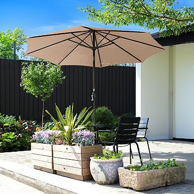 Villacera 9-ft Easy Crank Outdoor Patio Umbrella Shade with Auto Tilt & Vented Canopy