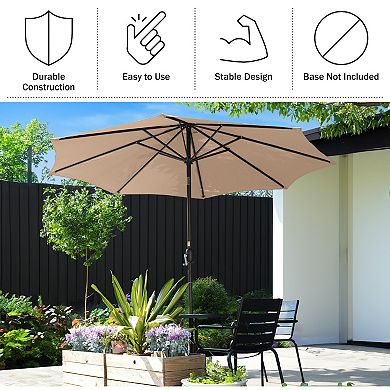 Villacera 9-ft Easy Crank Outdoor Patio Umbrella Shade with Auto Tilt & Vented Canopy