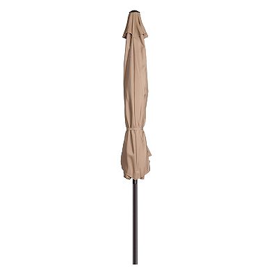 Villacera 9-ft Easy Crank Outdoor Patio Umbrella Shade with Auto Tilt & Vented Canopy