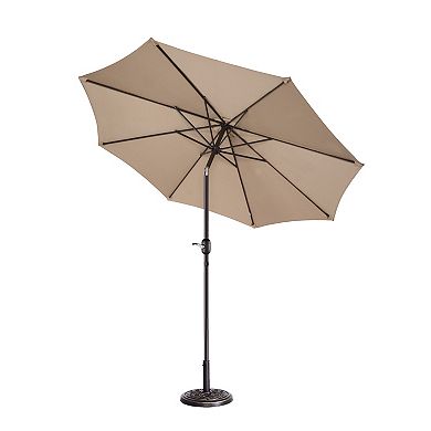Villacera 9-ft Easy Crank Outdoor Patio Umbrella Shade with Auto Tilt & Vented Canopy