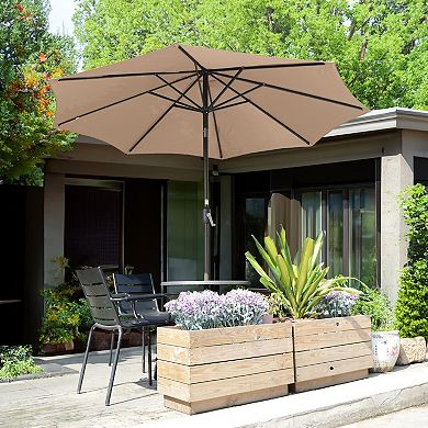 Villacera 9-ft Easy Crank Outdoor Patio Umbrella Shade with Auto Tilt & Vented Canopy