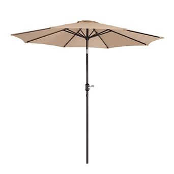 Villacera 9-ft Easy Crank Outdoor Patio Umbrella Shade with Auto Tilt & Vented Canopy