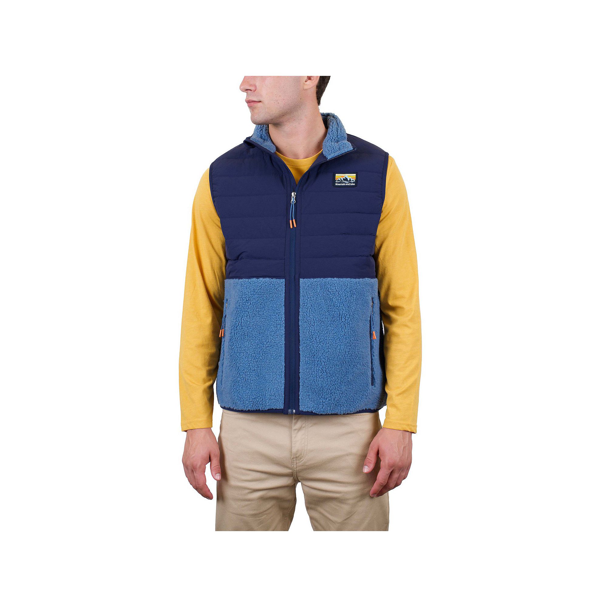 Mens Mountain and Isles Zip Front Vest, Size: Small, Silver Blue Navy