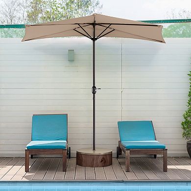 Villacera 9-ft Half Umbrella Outdoor Patio Canopy with Easy Hand Crank