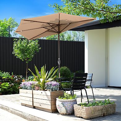 Villacera 9-ft Half Umbrella Outdoor Patio Canopy with Easy Hand Crank