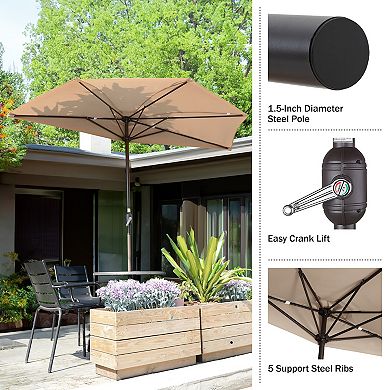 Villacera 9-ft Half Umbrella Outdoor Patio Canopy with Easy Hand Crank