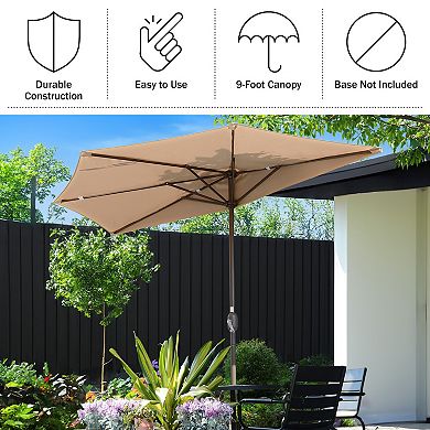 Villacera 9-ft Half Umbrella Outdoor Patio Canopy with Easy Hand Crank