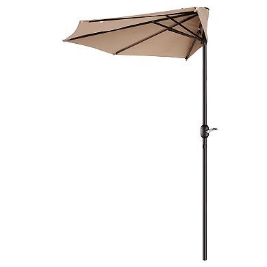 Villacera 9-ft Half Umbrella Outdoor Patio Canopy with Easy Hand Crank