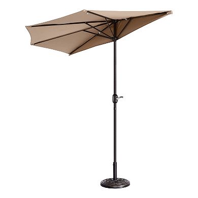 Villacera 9-ft Half Umbrella Outdoor Patio Canopy with Easy Hand Crank