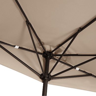 Villacera 9-ft Half Umbrella Outdoor Patio Canopy with Easy Hand Crank
