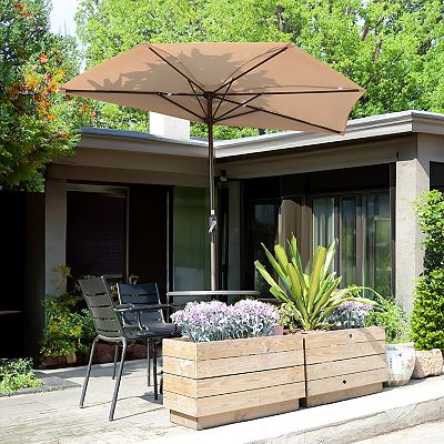 9-foot half patio umbrella ABCCANOPY 9FT Outdoor Umbrella(Burgundy) polyester Water resistant Villacera 9-ft Half Umbrella Outdoor