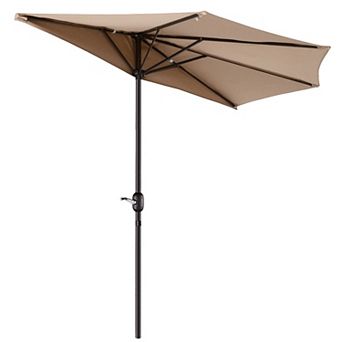 Villacera 9-ft Half Umbrella Outdoor Patio Canopy with Easy Hand Crank