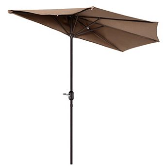 Villacera 9-ft Half Umbrella Outdoor Patio Canopy with Easy Hand Crank