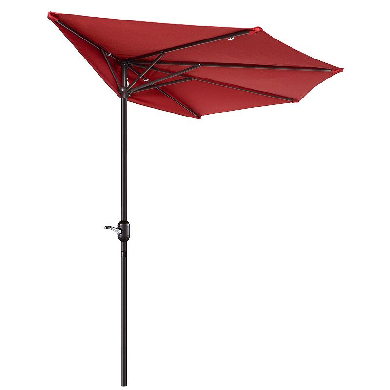 Villacera 83-OUT5463 9 ft. Outdoor Patio Half Umbrella with 5 Ribs - Red