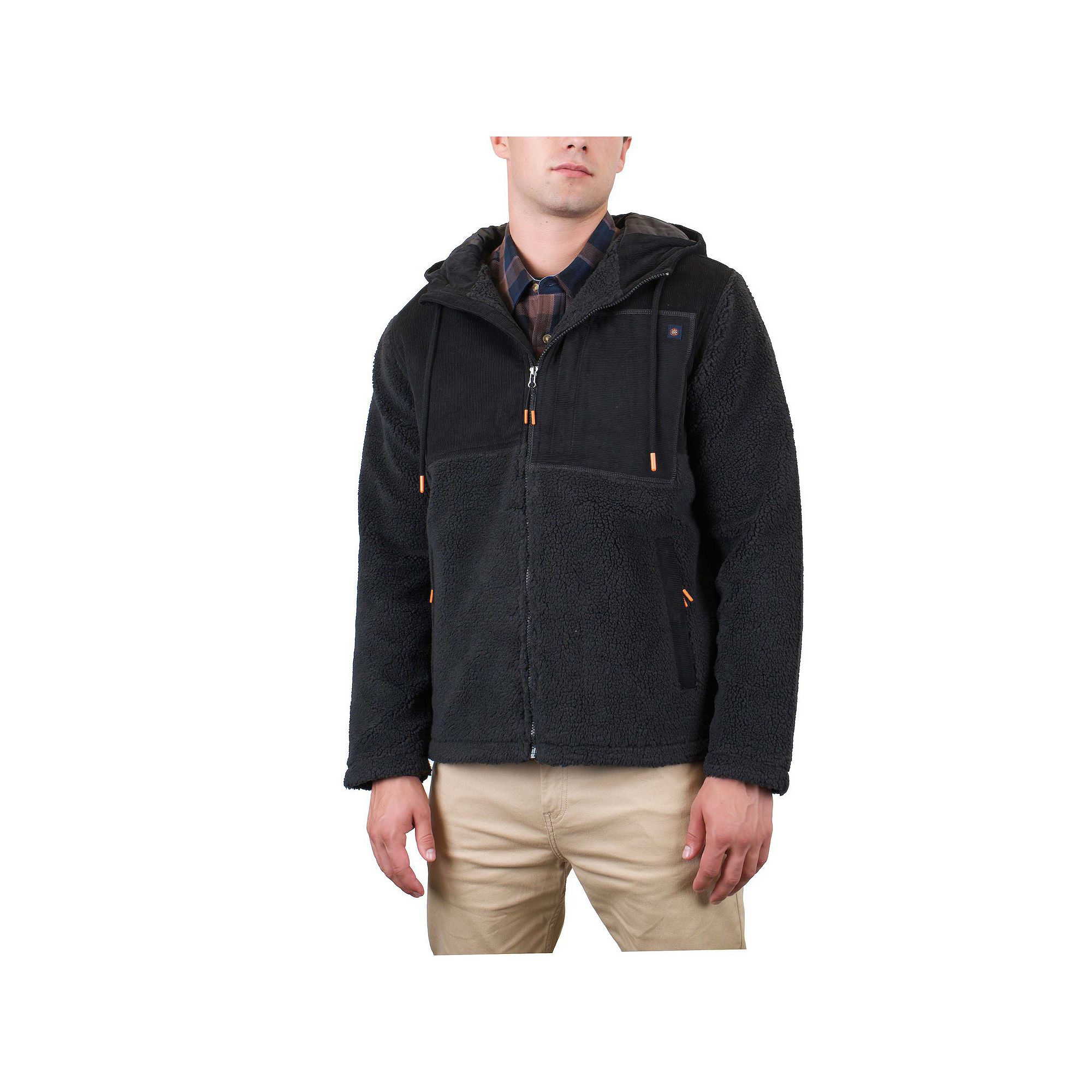 Mens Mountain and Isles Sherpa & Corduroy Zip-Front Hooded Jacket, Size: S