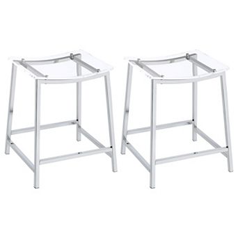 Ani 24 Inch Counter Height Stool Set Of 2, Acrylic Clear, Chrome Metal