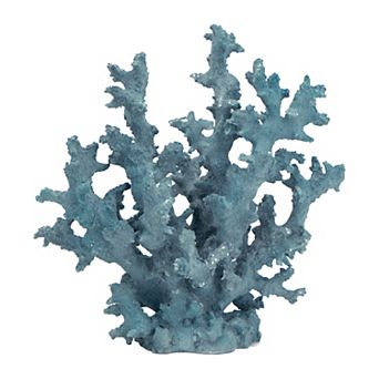 Pax 11 Inch Faux Coral Accent Decor For Tabletops, Powder Blue Polyresin