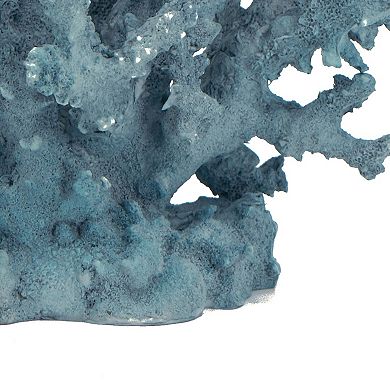 Pax 11 Inch Faux Coral Accent Decor For Tabletops, Powder Blue Polyresin