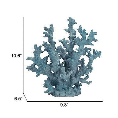 Pax 11 Inch Faux Coral Accent Decor For Tabletops, Powder Blue Polyresin