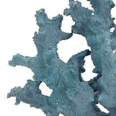 Pax 11 Inch Faux Coral Accent Decor For Tabletops, Powder Blue Polyresin