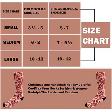 Christmas Holiday Colorful Coolmax Crew Socks For Men & Women