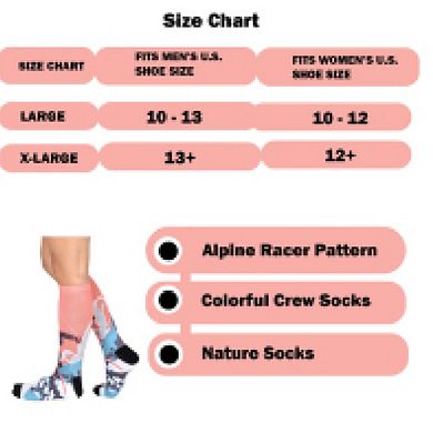 Sierra Socks Alpine Racer Pattern Coolmax Socks, Nature Collection For Men & Women Knee High Socks
