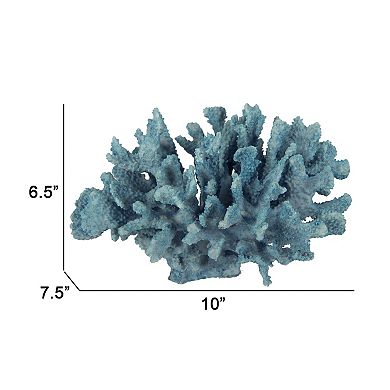 Pax 10 Inch Faux Coral Accent Tabletop Decor, Powder Blue Polyresin
