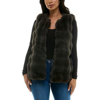 Women's Nina Leonard Collared Faux Fur Vest