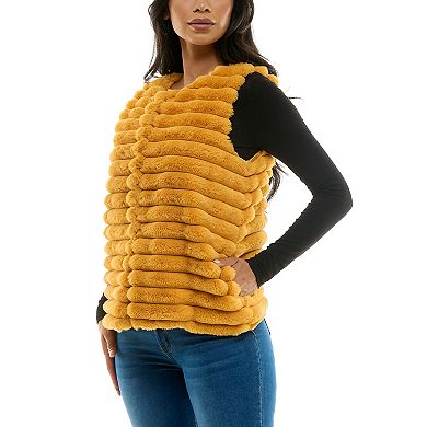 Women's Nina Leonard Horizontal Faux Fur Vest