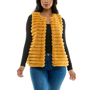 Women's Nina Leonard Horizontal Faux Fur Vest