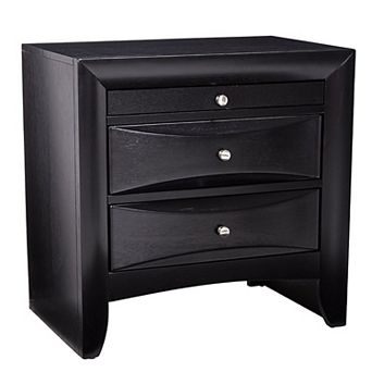 Wooden 2 Drawer Nightstand with tray, Black