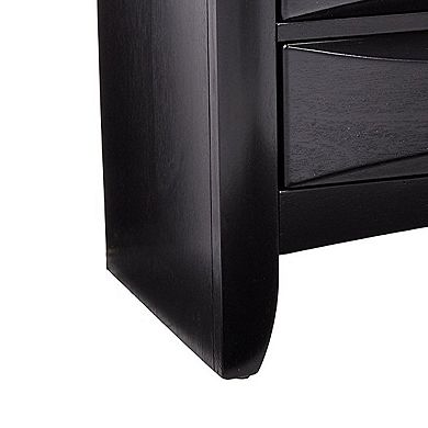 Wooden 2 Drawer Nightstand with tray, Black