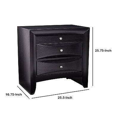 Wooden 2 Drawer Nightstand with tray, Black