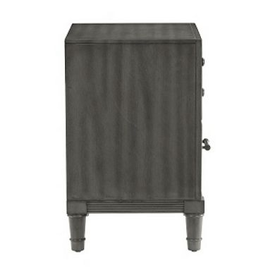 Ceila 27 Inch Classic 2 Drawer Nightstand, Round Tapered Legs, Gray Finish