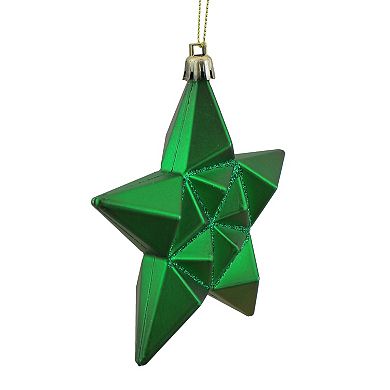 DAK 5-in. Matte & Glittered Shatterproof Star Christmas Ornaments 12-piece Set
