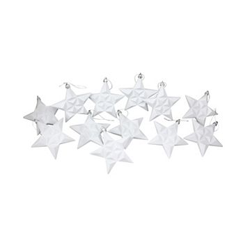 DAK 5 in Matte & Glittered Shatterproof Star Christmas Ornaments 12 pc Set