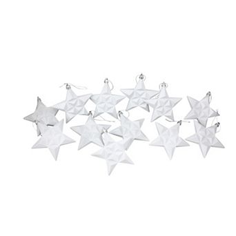 DAK 5 in Matte & Glittered Shatterproof Star Christmas Ornaments 12 pc Set