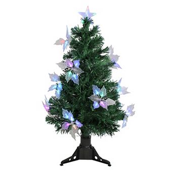 DAK 3' Pre-Lit Multicolor Light Medium Fiber Optic Floral Artificial Christmas Tree