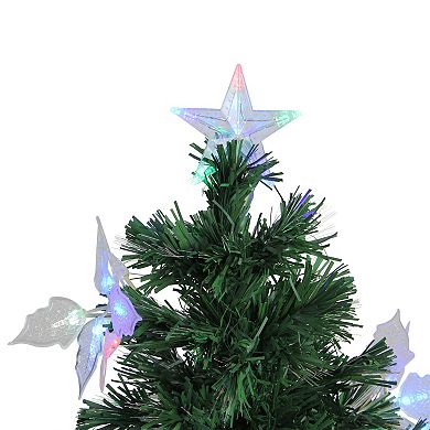 DAK 3' Pre-Lit Multicolor Light Medium Fiber Optic Floral Artificial Christmas Tree