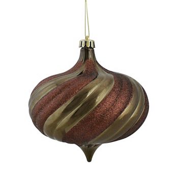 4-Pack Mocha Brown Swirl 5.75" Shatterproof Christmas Ornaments