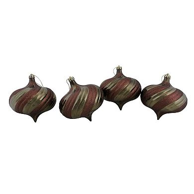 4-Pack Mocha Brown Swirl 5.75" Shatterproof Christmas Ornaments