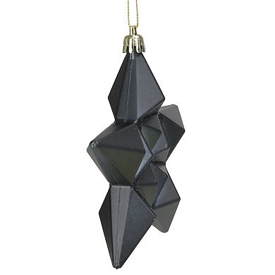 12-Pack Matte Jet Black Glittered Star 5" Shatterproof Christmas Ornaments