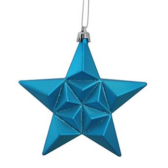 12-Pack Matte Turquoise Blue Glittered Star 5" Shatterproof Christmas Ornaments